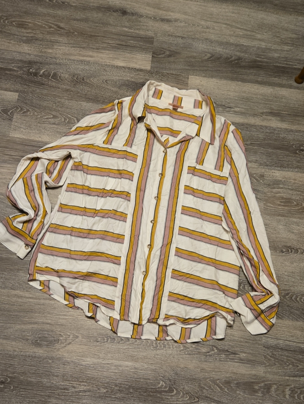 Willow & Root Striped Button Up Top Sz XL